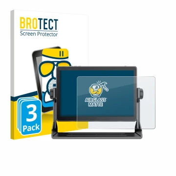 Parte frontale di una confezione del prodotto con il logo del marchio BROTECT. Accanto è raffigurato il dispositivo Feelworld 
