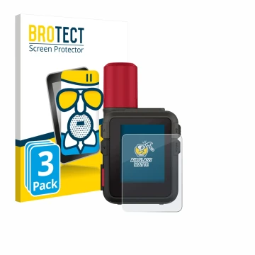 Parte frontale di una confezione del prodotto con il logo del marchio BROTECT. Accanto è raffigurato il dispositivo Garmin inR