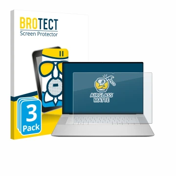 Parte frontale di una confezione del prodotto con il logo del marchio BROTECT. Accanto è raffigurato il dispositivo Dell 16 Pr
