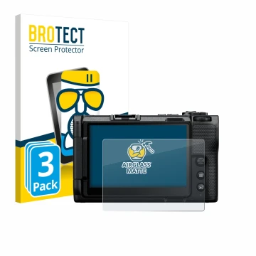 Parte frontale di una confezione del prodotto con il logo del marchio BROTECT. Accanto è raffigurato il dispositivo Nikon ZR 2