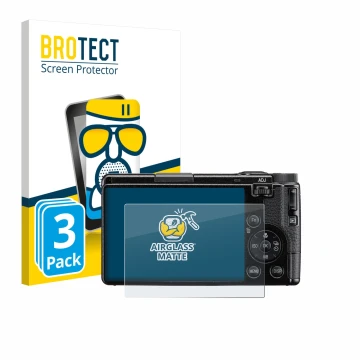 Parte frontale di una confezione del prodotto con il logo del marchio BROTECT. Accanto è raffigurato il dispositivo Ricoh GR I