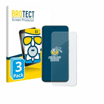 Parte frontale di una confezione del prodotto con il logo del marchio BROTECT. Accanto è raffigurato il dispositivo Xiaomi Red