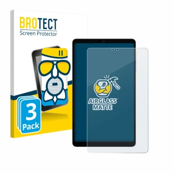 Parte frontale di una confezione del prodotto con il logo del marchio BROTECT. Accanto è raffigurato il dispositivo Alldocube 