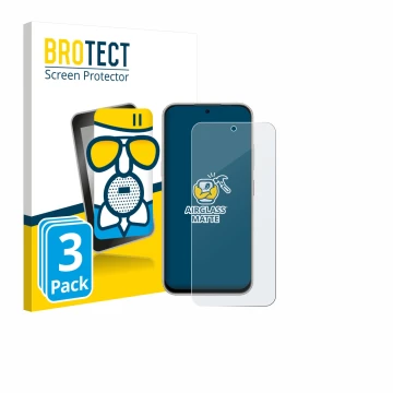 Parte frontale di una confezione del prodotto con il logo del marchio BROTECT. Accanto è raffigurato il dispositivo Nubia V80 