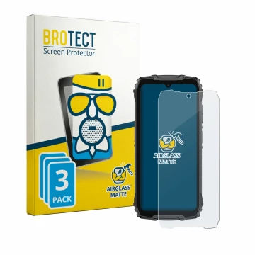 Parte frontale di una confezione del prodotto con il logo del marchio BROTECT. Accanto è raffigurato il dispositivo Ulefone Ru