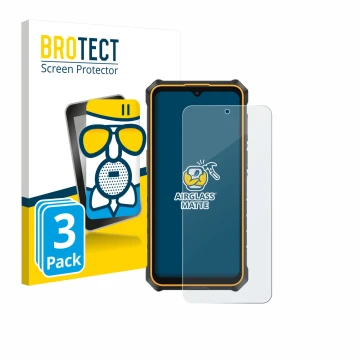 Parte frontale di una confezione del prodotto con il logo del marchio BROTECT. Accanto è raffigurato il dispositivo Ulefone Ru