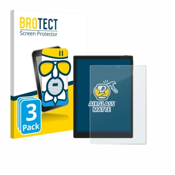 Parte frontale di una confezione del prodotto con il logo del marchio BROTECT. Accanto è raffigurato il dispositivo Hannspree 