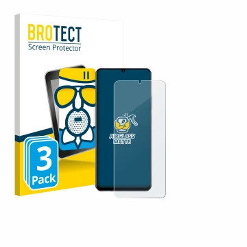 Parte frontale di una confezione del prodotto con il logo del marchio BROTECT. Accanto è raffigurato il dispositivo realme Not