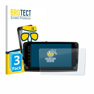 Parte frontale di una confezione del prodotto con il logo del marchio BROTECT. Accanto è raffigurato il dispositivo Dynavin D9