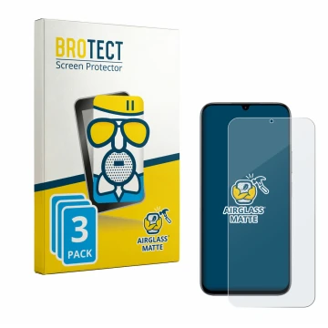 Parte frontale di una confezione del prodotto con il logo del marchio BROTECT. Accanto è raffigurato il dispositivo realme C10
