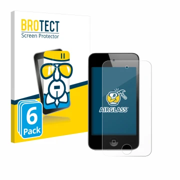 Parte frontale di una confezione del prodotto con il logo del marchio BROTECT. Accanto è raffigurato il dispositivo Apple iPod