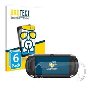 Parte frontale di una confezione del prodotto con il logo del marchio BROTECT. Accanto è raffigurato il dispositivo Sony Plays