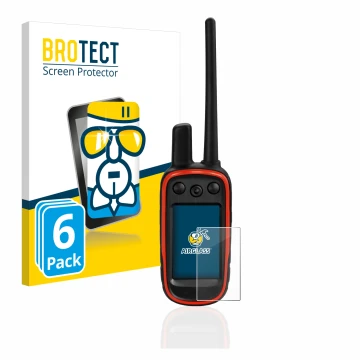 Parte frontale di una confezione del prodotto con il logo del marchio BROTECT. Accanto è raffigurato il dispositivo Garmin Alp