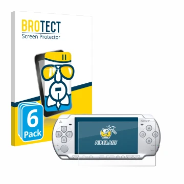 Parte frontale di una confezione del prodotto con il logo del marchio BROTECT. Accanto è raffigurato il dispositivo Sony PSP 2