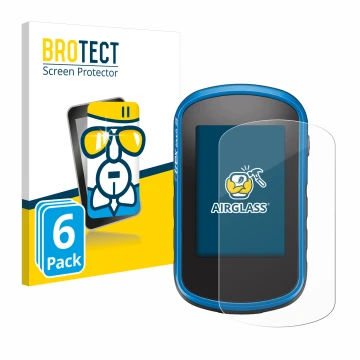 Parte frontale di una confezione del prodotto con il logo del marchio BROTECT. Accanto è raffigurato il dispositivo Garmin eTr