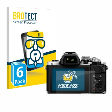 Parte frontale di una confezione del prodotto con il logo del marchio BROTECT. Accanto è raffigurato il dispositivo Olympus OM