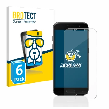Parte frontale di una confezione del prodotto con il logo del marchio BROTECT. Accanto è raffigurato il dispositivo Samsung Ga