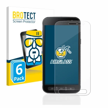 Parte frontale di una confezione del prodotto con il logo del marchio BROTECT. Accanto è raffigurato il dispositivo Samsung Ga