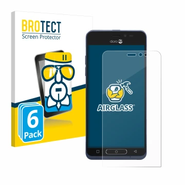 Parte frontale di una confezione del prodotto con il logo del marchio BROTECT. Accanto è raffigurato il dispositivo Doro 8035 