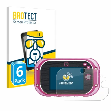Parte frontale di una confezione del prodotto con il logo del marchio BROTECT. Accanto è raffigurato il dispositivo Vtech Kidi