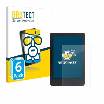 Parte frontale di una confezione del prodotto con il logo del marchio BROTECT. Accanto è raffigurato il dispositivo Tolino Shi