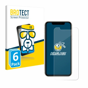 Parte frontale di una confezione del prodotto con il logo del marchio BROTECT. Accanto è raffigurato il dispositivo Apple iPho