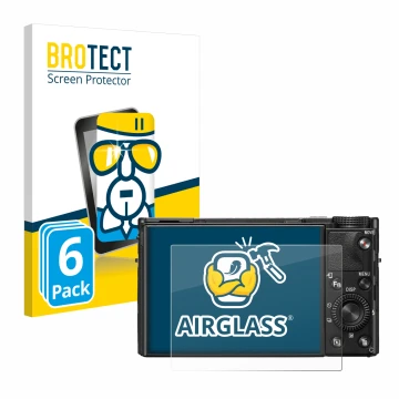 Parte frontale di una confezione del prodotto con il logo del marchio BROTECT. Accanto è raffigurato il dispositivo Sony Cyber
