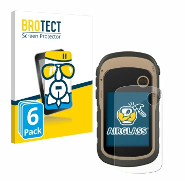 Parte frontale di una confezione del prodotto con il logo del marchio BROTECT. Accanto è raffigurato il dispositivo Garmin eTr