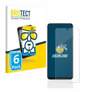 Parte frontale di una confezione del prodotto con il logo del marchio BROTECT. Accanto è raffigurato il dispositivo Xiaomi Red