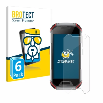 Parte frontale di una confezione del prodotto con il logo del marchio BROTECT. Accanto è raffigurato il dispositivo Unihertz A