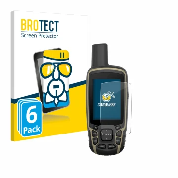 Parte frontale di una confezione del prodotto con il logo del marchio BROTECT. Accanto è raffigurato il dispositivo Garmin GPS