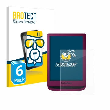 Parte frontale di una confezione del prodotto con il logo del marchio BROTECT. Accanto è raffigurato il dispositivo PocketBook