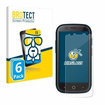 Parte frontale di una confezione del prodotto con il logo del marchio BROTECT. Accanto è raffigurato il dispositivo Unihertz J