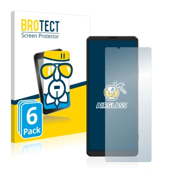 Parte frontale di una confezione del prodotto con il logo del marchio BROTECT. Accanto è raffigurato il dispositivo Sony Xperi