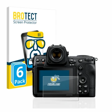 Parte frontale di una confezione del prodotto con il logo del marchio BROTECT. Accanto è raffigurato il dispositivo Nikon Z 8 