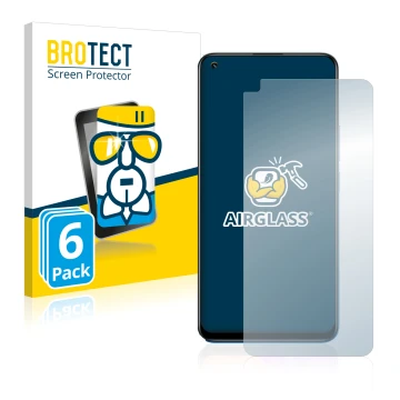 Parte frontale di una confezione del prodotto con il logo del marchio BROTECT. Accanto è raffigurato il dispositivo realme 8 P