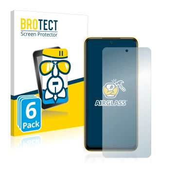 Parte frontale di una confezione del prodotto con il logo del marchio BROTECT. Accanto è raffigurato il dispositivo Xiaomi Poc