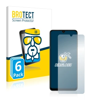Parte frontale di una confezione del prodotto con il logo del marchio BROTECT. Accanto è raffigurato il dispositivo Samsung Ga