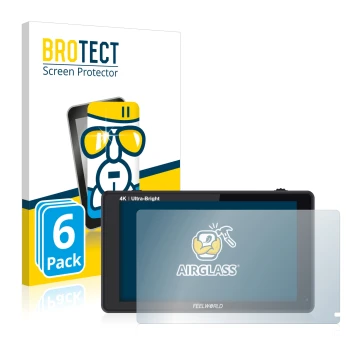 Parte frontale di una confezione del prodotto con il logo del marchio BROTECT. Accanto è raffigurato il dispositivo Feelworld 