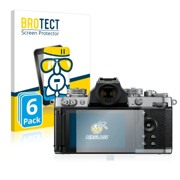 Parte frontale di una confezione del prodotto con il logo del marchio BROTECT. Accanto è raffigurato il dispositivo Nikon Z fc