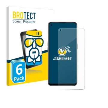 Parte frontale di una confezione del prodotto con il logo del marchio BROTECT. Accanto è raffigurato il dispositivo realme GT 