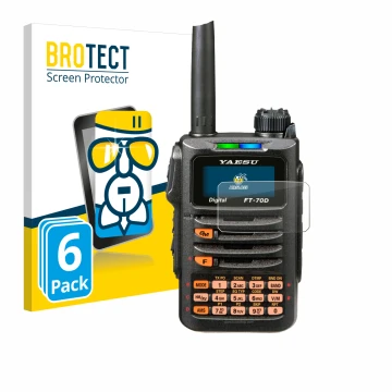 Parte frontale di una confezione del prodotto con il logo del marchio BROTECT. Accanto è raffigurato il dispositivo Yaesu FT-7