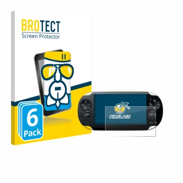 Parte frontale di una confezione del prodotto con il logo del marchio BROTECT. Accanto è raffigurato il dispositivo Sony Plays