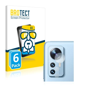 Parte frontale di una confezione del prodotto con il logo del marchio BROTECT. Accanto è raffigurato il dispositivo Xiaomi 12 