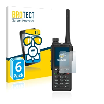 Parte frontale di una confezione del prodotto con il logo del marchio BROTECT. Accanto è raffigurato il dispositivo Hytera HP7