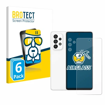 Parte frontale di una confezione del prodotto con il logo del marchio BROTECT. Accanto è raffigurato il dispositivo Samsung Ga