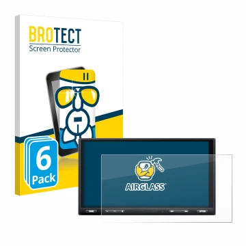 Parte frontale di una confezione del prodotto con il logo del marchio BROTECT. Accanto è raffigurato il dispositivo Sony XAV-A