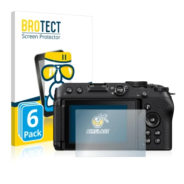 Parte frontale di una confezione del prodotto con il logo del marchio BROTECT. Accanto è raffigurato il dispositivo Nikon Z 30