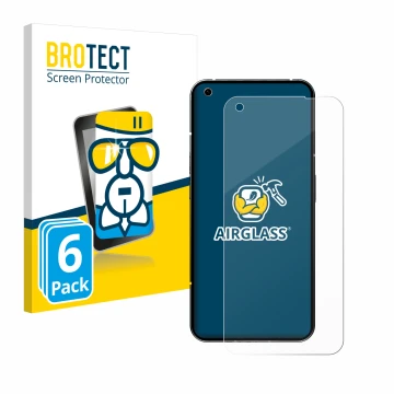 Parte frontale di una confezione del prodotto con il logo del marchio BROTECT. Accanto è raffigurato il dispositivo Nothing Ph