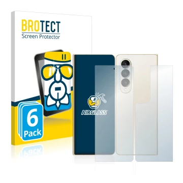 Parte frontale di una confezione del prodotto con il logo del marchio BROTECT. Accanto è raffigurato il dispositivo Samsung Ga